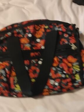 Floral Black and Orange Tote Bag